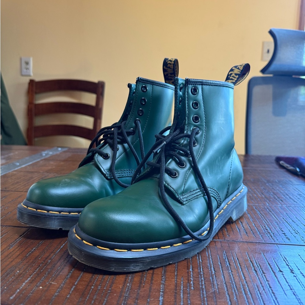 Dr. Martens Forest Green Leather Boots